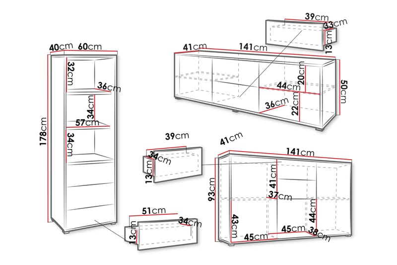 Agawal Møbelsett for Stue - Brun - Møbler - Møbelsett - Møbelsett til stue