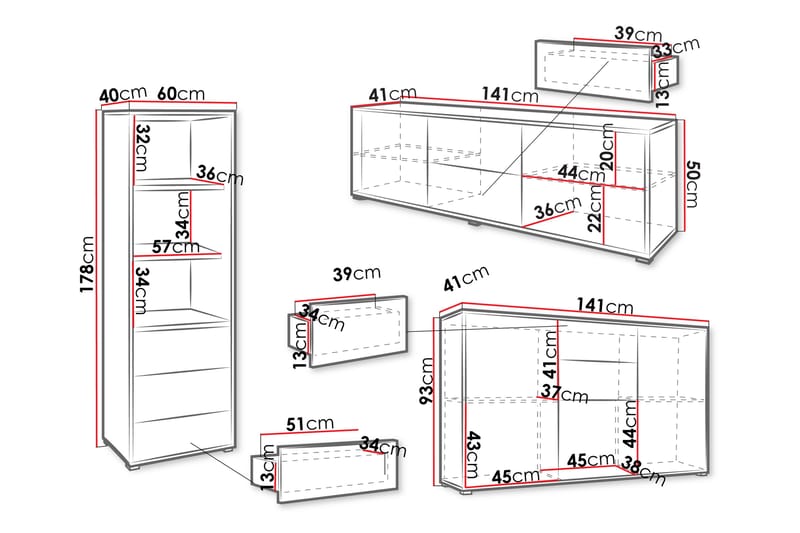 Agawal Møbelsett for Stue - Brun - Møbler - Møbelsett - Møbelsett til stue