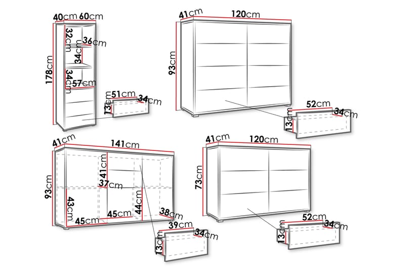 Agawal Møbelsett for Stue - Brun - Møbler - Møbelsett - Møbelsett til stue