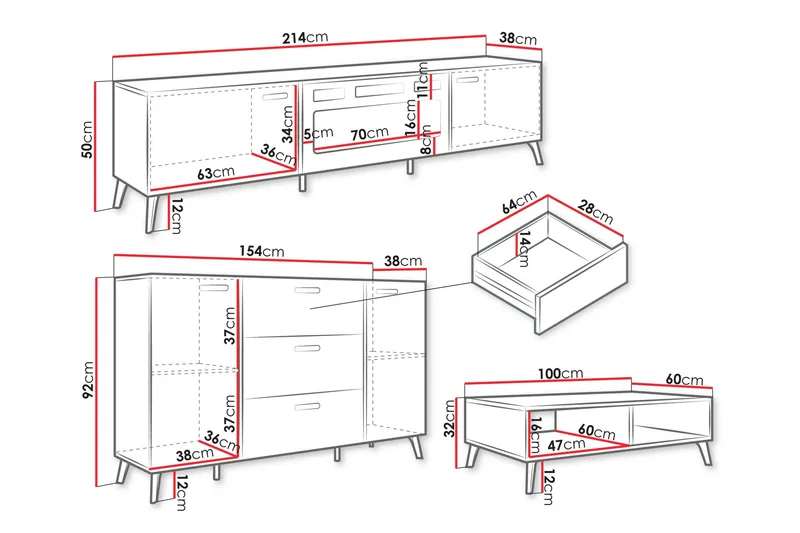 Akihiko Møbelsett Til Stue - Cashmere - Møbler - Møbelsett - Møbelsett til stue