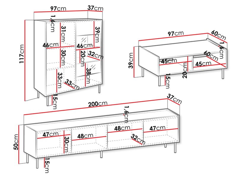 Akihito Møbelsett for stue - Brun - Møbler - Møbelsett - Møbelsett til stue