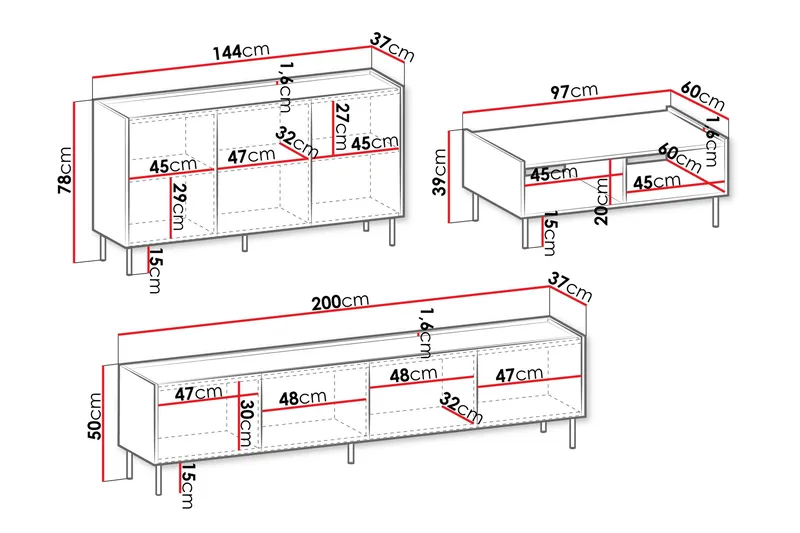 Akihito Møbelsett Til Stue - Brun - Møbler - Møbelsett - Møbelsett til stue