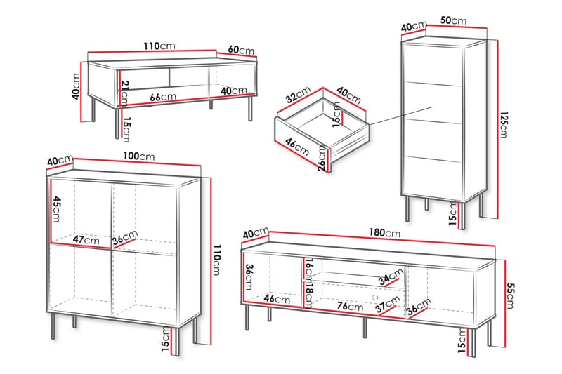 Akiko Møbelsett Til Stue - Beige - Møbler - Møbelsett - Møbelsett til stue