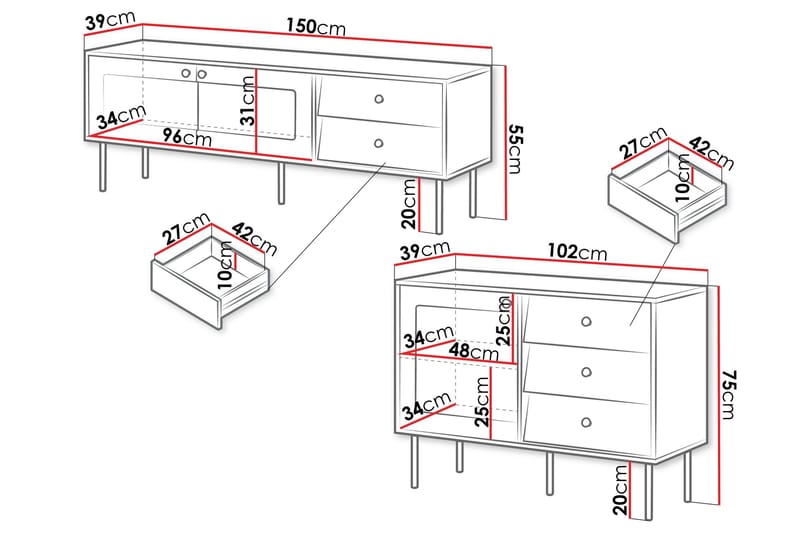 Akilesh Møbelsett Til Stue - Svart - Møbler - Møbelsett - Møbelsett til stue