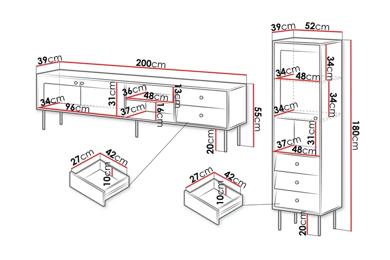 Akilesh Møbelsett Til Stue - Svart - Møbler - Møbelsett - Møbelsett til stue