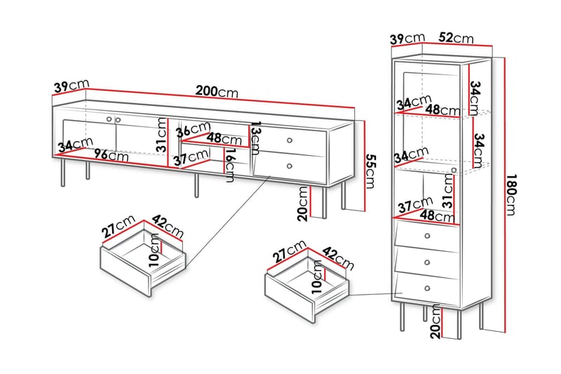 Akilesh Møbelsett Til Stue - Svart - Møbler - Møbelsett - Møbelsett til stue