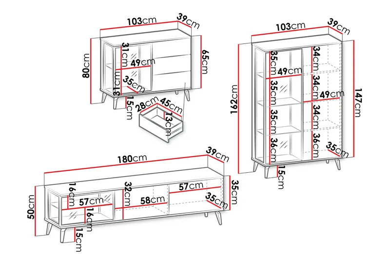 Akinari Møbelsett Til Stue - Natur / Beige - Møbler - Møbelsett - Møbelsett til stue