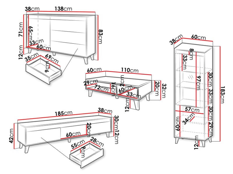 Amshyttan Møbelsett for stue - Brun/Svart - Møbler - Møbelsett - Møbelsett til stue
