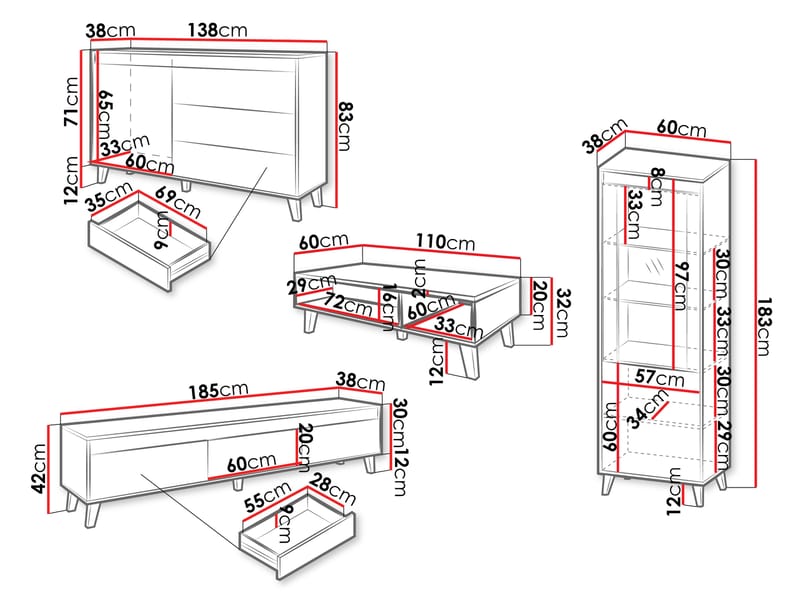 Amshyttan Møbelsett for stue - Brun/Svart - Møbler - Møbelsett - Møbelsett til stue