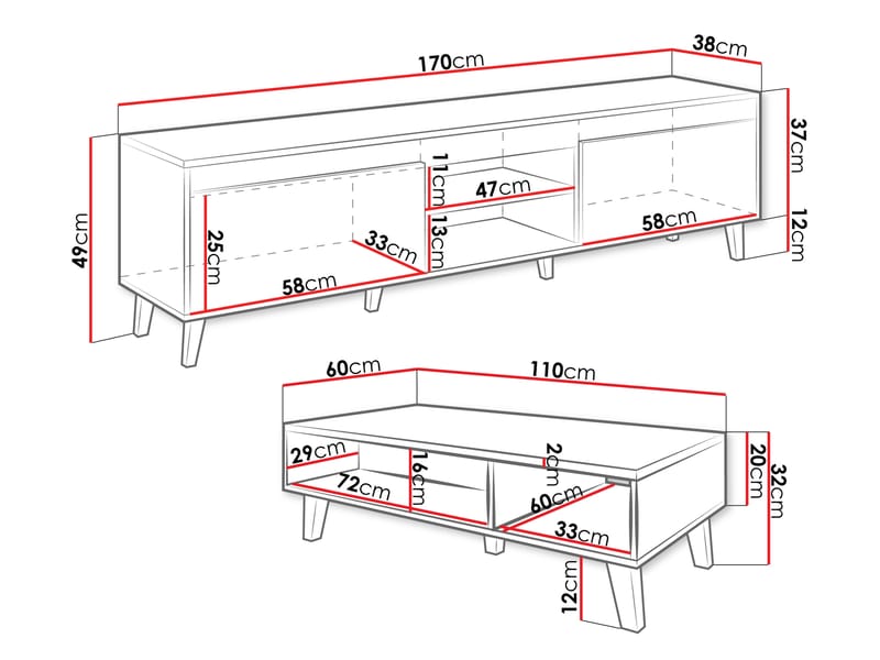 Amshyttan Møbelsett for stue - Brun/Svart - Møbler - Møbelsett - Møbelsett til stue