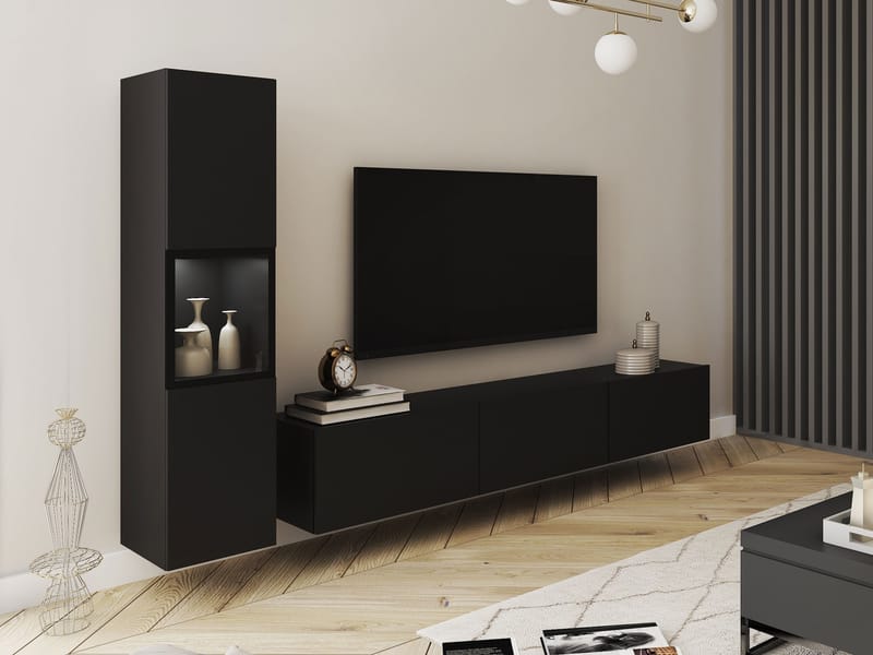 Bergfelde TV-enhet 2 deler med Belysning - Møbler - Møbelsett - Møbelsett til stue