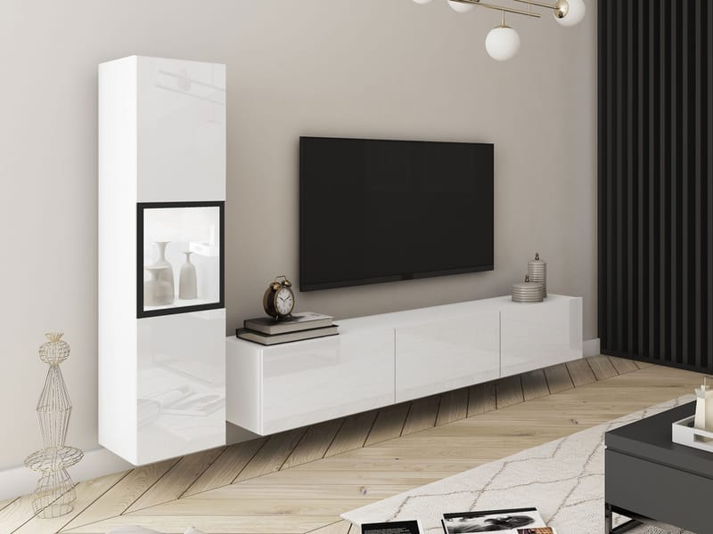 Bergfelde TV-enhet 2 deler med Belysning - Møbler - Møbelsett - Møbelsett til stue