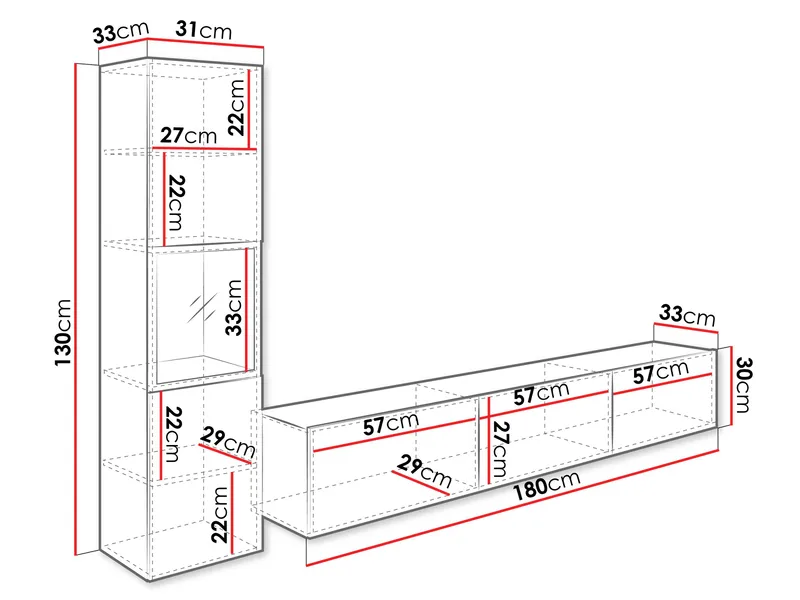 Bergfelde TV-enhet 2 deler - Møbler - Møbelsett - Møbelsett til stue