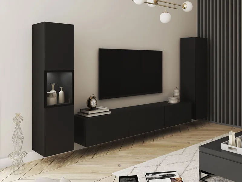 Bergfelde TV-enhet 3 deler med Belysning - Møbler - Møbelsett - Møbelsett til stue