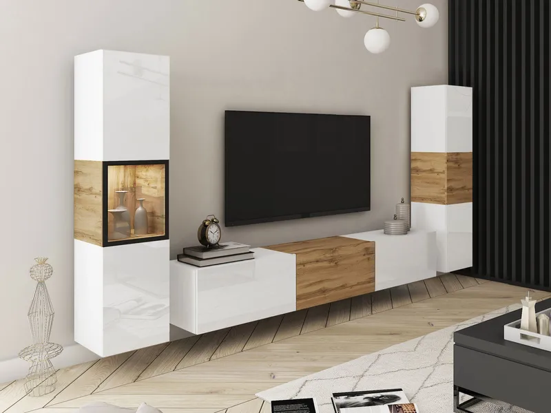 Bergfelde TV-enhet 3 deler med Belysning - Møbler - Møbelsett - Møbelsett til stue