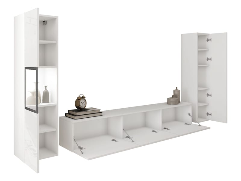 Bergfelde TV-enhet 3 deler med Belysning - Møbler - Møbelsett - Møbelsett til stue