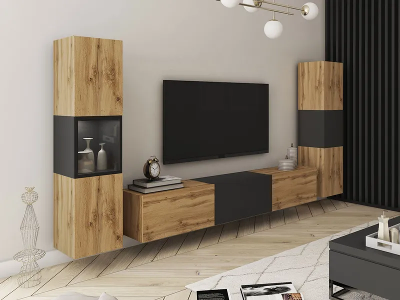 Bergfelde TV-enhet 3 deler med Belysning - Møbler - Møbelsett - Møbelsett til stue