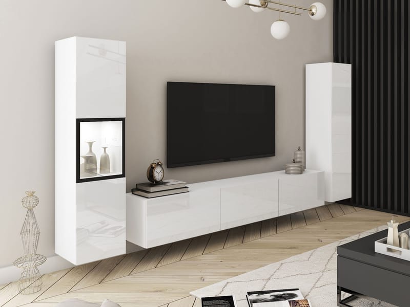 Bergfelde TV-enhet 3 deler med Belysning - Møbler - Møbelsett - Møbelsett til stue