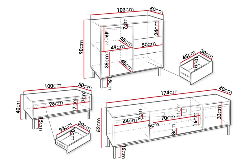 Bjurholm Møbelsett Til Stue - Beige - Møbler - Møbelsett - Møbelsett til stue