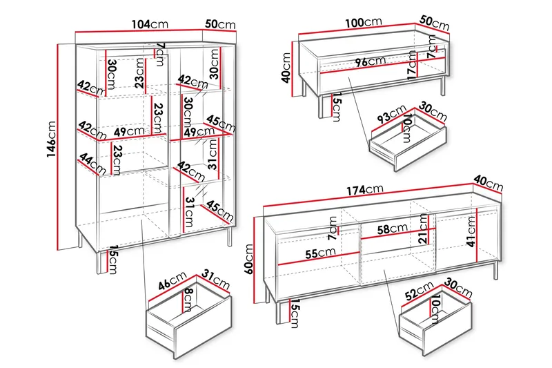 Bjurholm Møbelsett Til Stue - Hvit - Møbler - Møbelsett - Møbelsett til stue