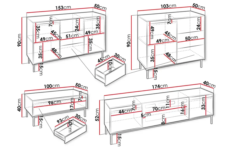Bjurholm Møbelsett Til Stue - Hvit - Møbler - Møbelsett - Møbelsett til stue