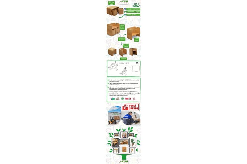 Bord- og Stolsett (3 deler) Miraeny Natur - Natur - Møbler - Møbelsett - Møbelsett til kjøkken & spiseplass