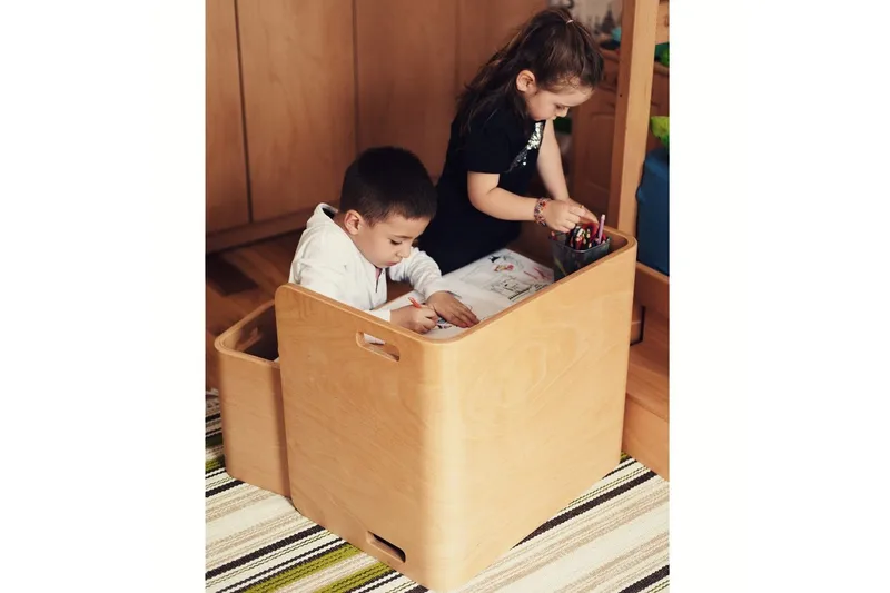 Bord- og Stolsett (3 deler) Miraeny Natur - Natur - Møbler - Barnemøbler - Barnebord