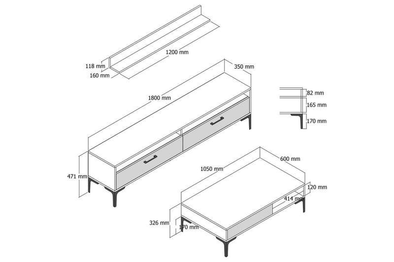 Brutorp Møbelsett for Stue - Valnøtt/Hvit - Møbler - Møbelsett - Møbelsett til stue