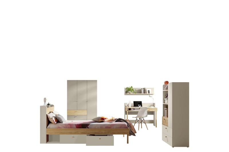 Buhan Møbelsett til Soverom - Beige / Brun - Møbler - Møbelsett - Møbelsett til soverom