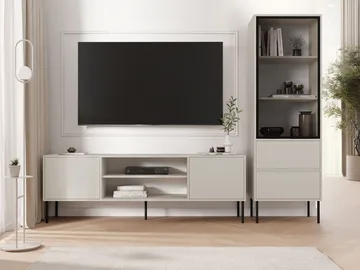 Claven møbelsett til stue - TV-benk og vitrineskap - beige - Møbler - Møbelsett - Møbelsett til stue