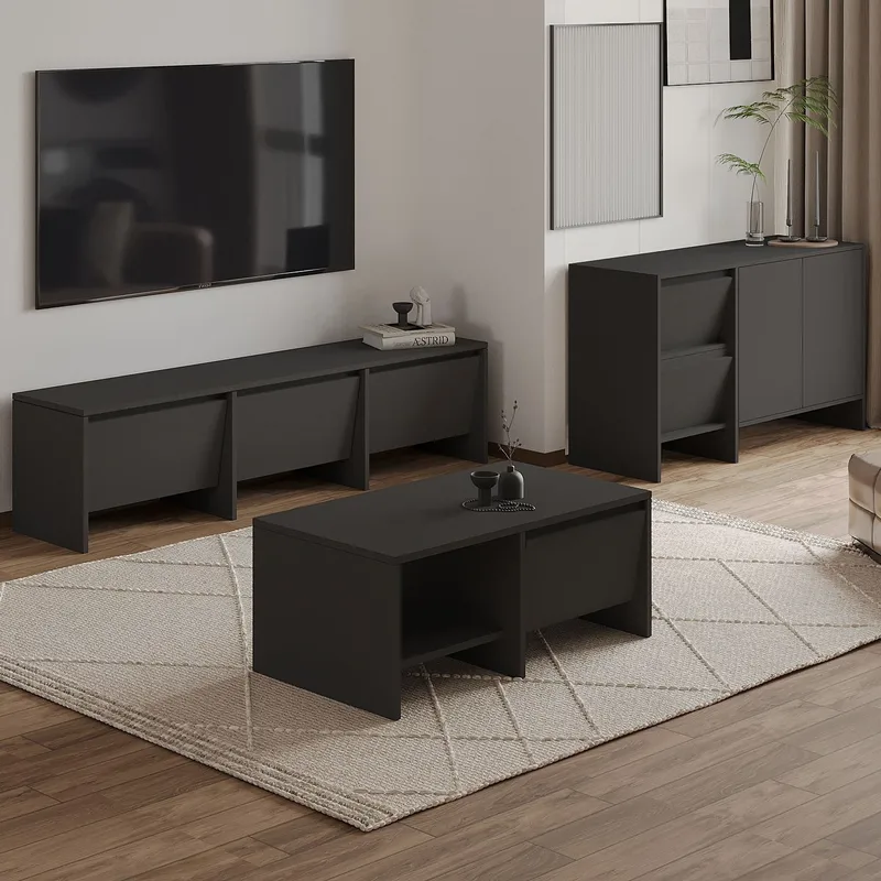 Crala Stuemøbelsett 160x40x35 cm - Antrasitt - Møbler - Møbelsett - Møbelsett til stue