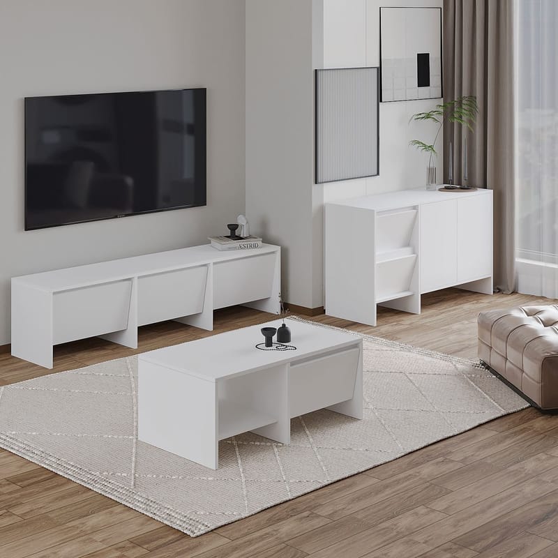 Crala Stuemøbelsett 160x40x35 cm - Hvit - Møbler - Møbelsett - Møbelsett til stue