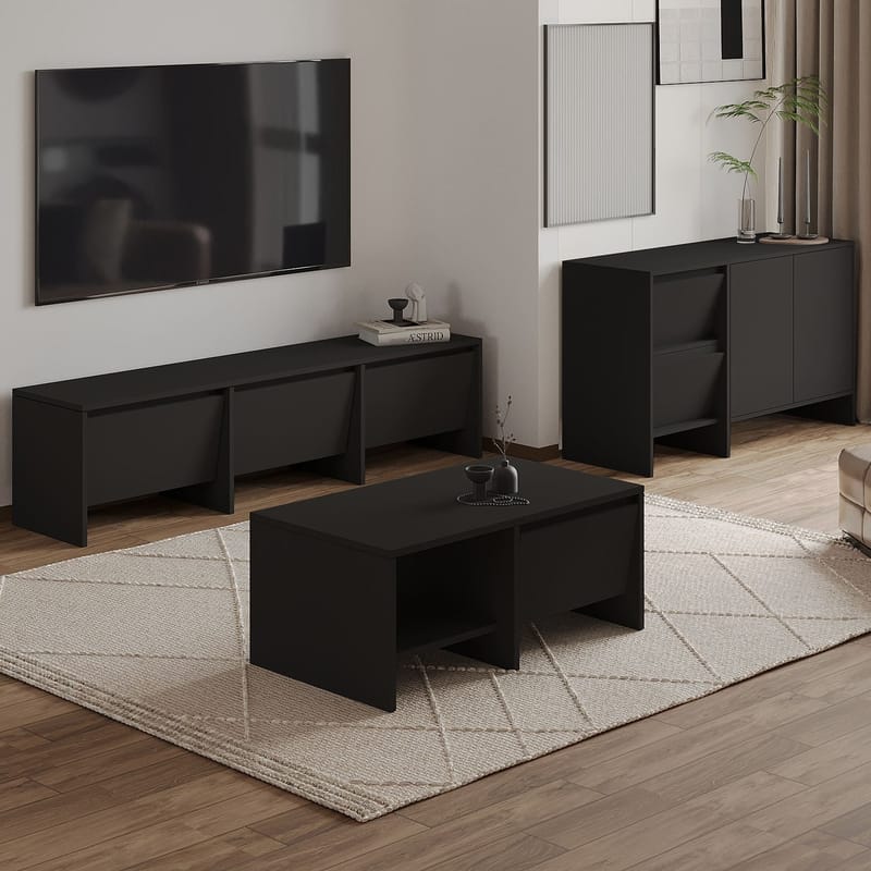 Crala Stuemøbelsett 160x40x35 cm - Svart - Møbler - Møbelsett - Møbelsett til stue