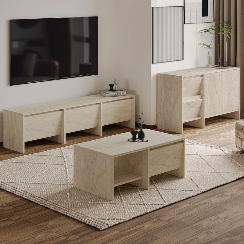 Crala Stuemøbelsett 160x40x35 cm - Travertin - Møbler - Møbelsett - Møbelsett til stue