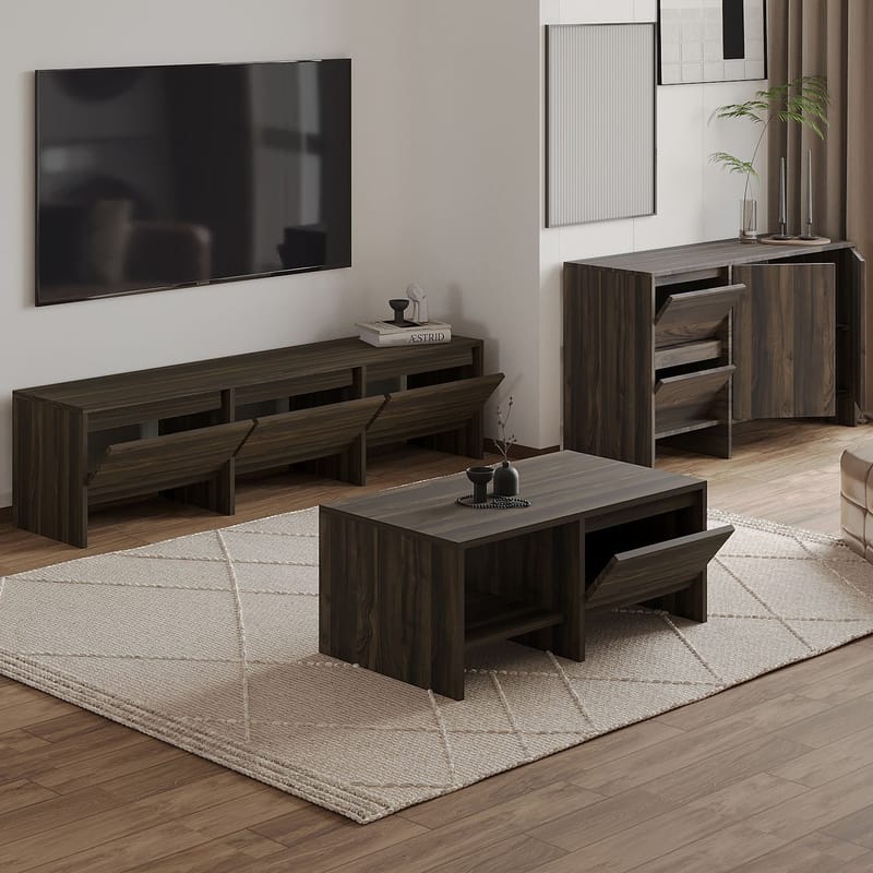 Crala Stuemøbelsett 160x40x35 cm - Valnøtt - Møbler - Møbelsett - Møbelsett til stue