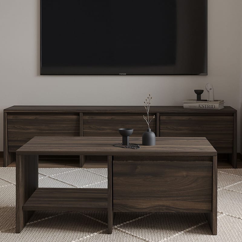 Crala Stuemøbelsett 160x40x35 cm - Valnøtt - Møbler - Møbelsett - Møbelsett til stue