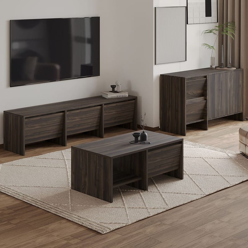 Crala Stuemøbelsett 160x40x35 cm - Valnøtt - Møbler - Møbelsett - Møbelsett til stue