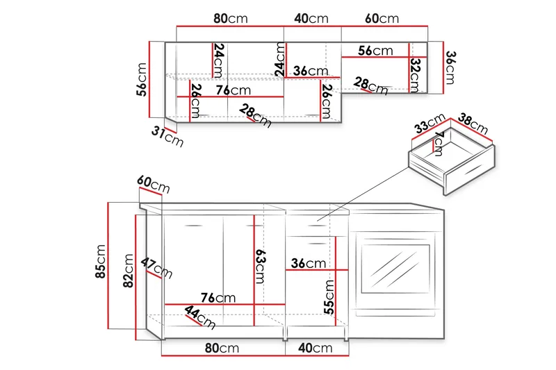Crawley Møbelsett til Kjøkken og Spiseplass - Beige - Møbler - Møbelsett - Møbelsett til kjøkken & spiseplass