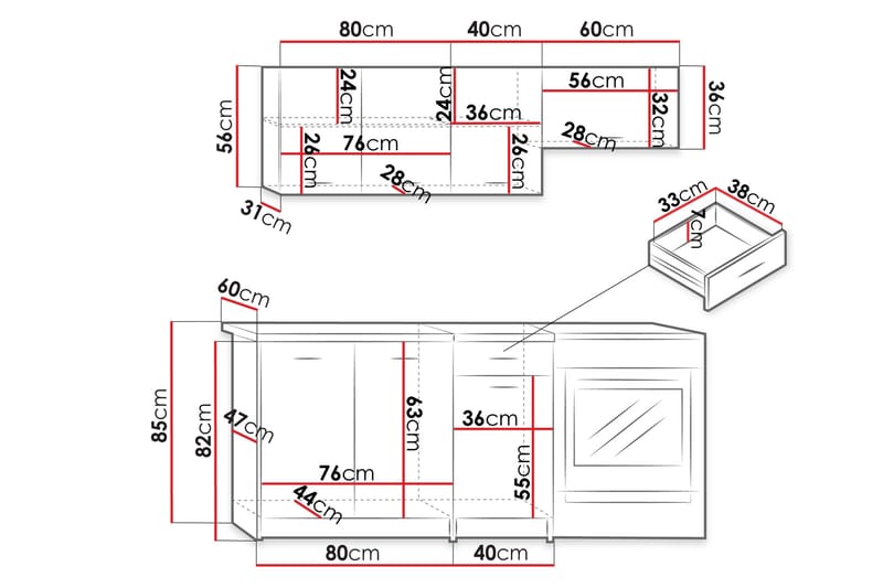 Crawley Møbelsett til Kjøkken og Spiseplass - Beige - Møbler - Møbelsett - Møbelsett til kjøkken & spiseplass