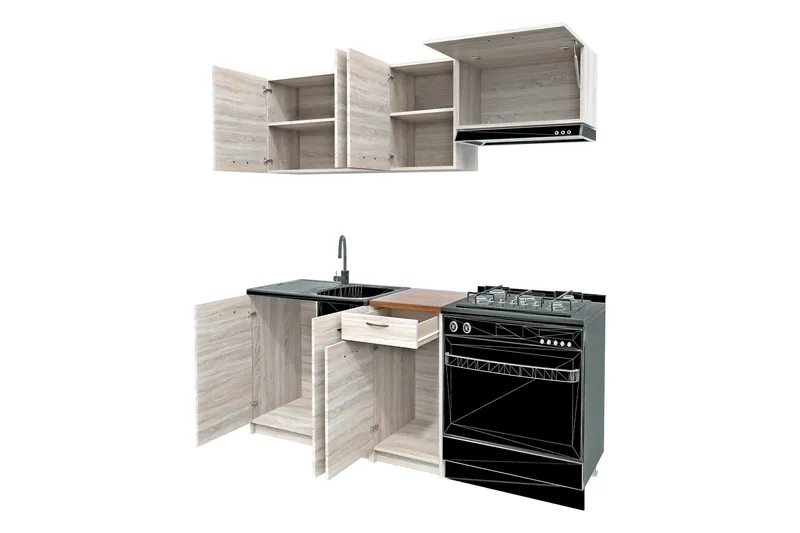 Crawley Møbelsett til Kjøkken og Spiseplass - Beige - Møbler - Møbelsett - Møbelsett til kjøkken & spiseplass