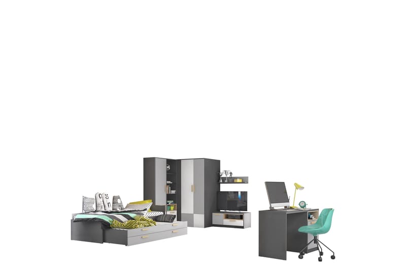 Dekona Møbelsett For Soverom, Grå/Hvit