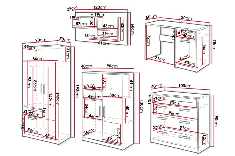 Dekona Møbelsett Til Stue - Beige - Møbler - Møbelsett - Møbelsett til stue