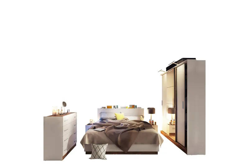 Dentrona Møbelsett For Soverom, Hvit/Beige