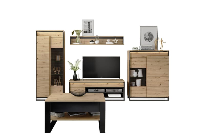 Dorana Møbelsett For Stue, Brun/Sort