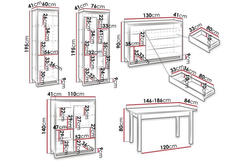 Dorana Møbelsett For Stue - Brun/Sort - Møbler - Møbelsett - Møbelsett til stue