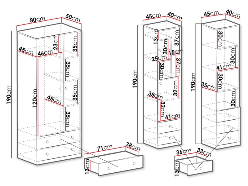 Elvaren Møbelsett Garderobeskap og Bokhylle - Møbler - Møbelsett - Møbelsett til stue