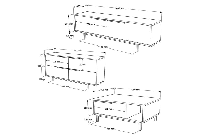 Erhan Møbelssett for Stue - Eik - Møbler - Møbelsett - Møbelsett til stue