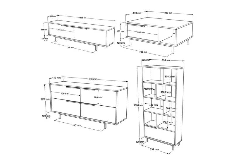 Erhan Møbelssett for Stue - Eik - Møbler - Møbelsett - Møbelsett til stue