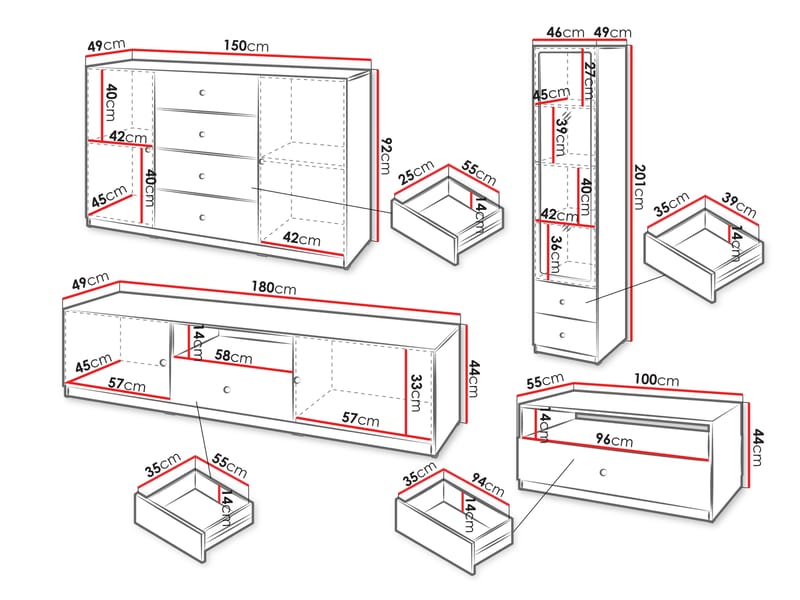Fayric Møbelsett for stue - Beige - Møbler - Møbelsett - Møbelsett til stue