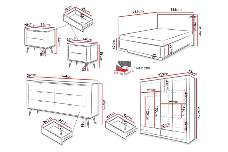 Forba Møbelsett til Soverom - Beige - Møbler - Møbelsett - Møbelsett til soverom